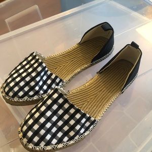 Gingham espadrille flats